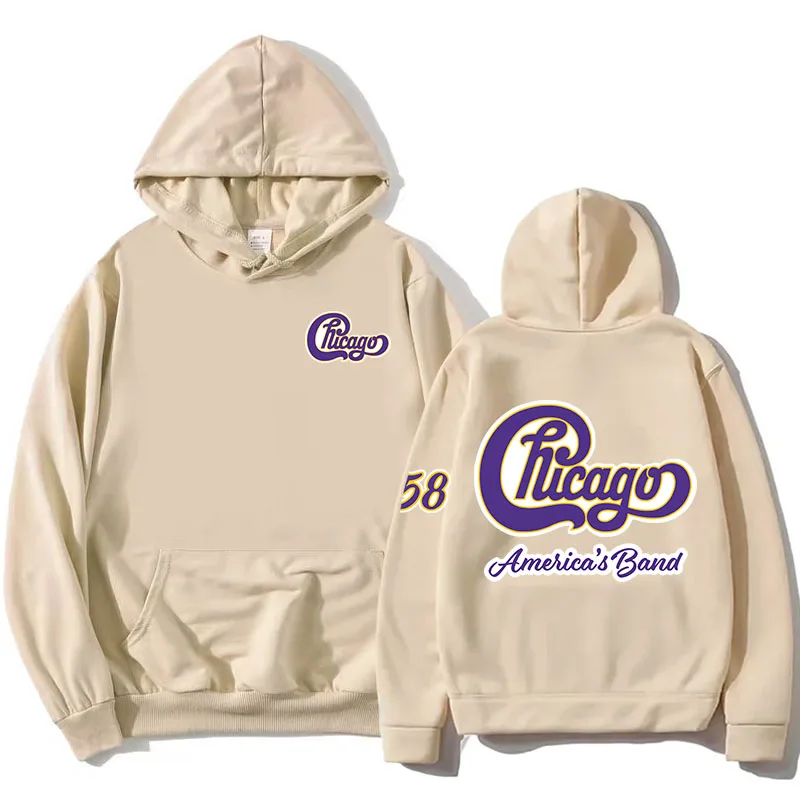 Ropa de calle Chicago America's Band Sudaderas con capucha gráficas de manga larga Sudaderas con capucha de moda Mujeres Hombres Ropa Sudaderas Tops estampados