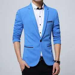 Men's Sport Coat Casual Business Blazer Black Slim Fit Solid Color Spring Autumn Suit Outwear Single Breasted One Button