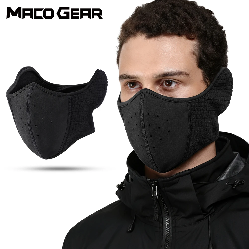 Windproof Motorcycle Balaclava Warm Half Face Mask Cycling Riding Ski Reusable Bandana Scarf Ear Protection Cold Weather Gear