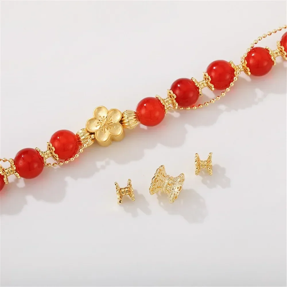 14K vergulde dubbelzijdige bloemenhouder met gescheiden kralenhouder Handgemaakte doe-het-zelf armband ketting accessoire materialen