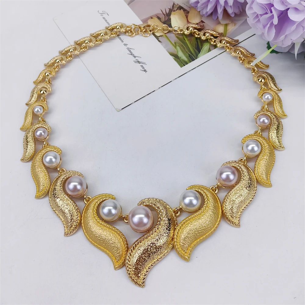 ESALE 4Pcs Freshwater Pearl Jewelry Set Unique Italy 18K Gold Plated Water Drop Jewellery For Women Wedding Gift 2026 New