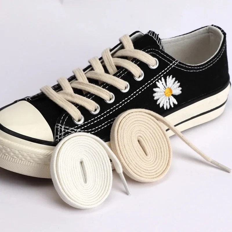 1 Pair Cotton Flat Shoelaces for Canvas Sneakers Durable Replacement Laces Classic Style to Match High Top/Low-Top Shoes