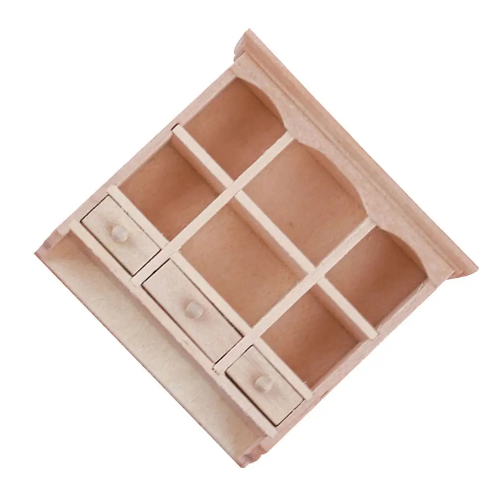 

1 12 Scale Miniature Wall Cabinet Solid Color Wooden Ornament DIY Painting Supplies Dollhouse Living Room Decor Micro World