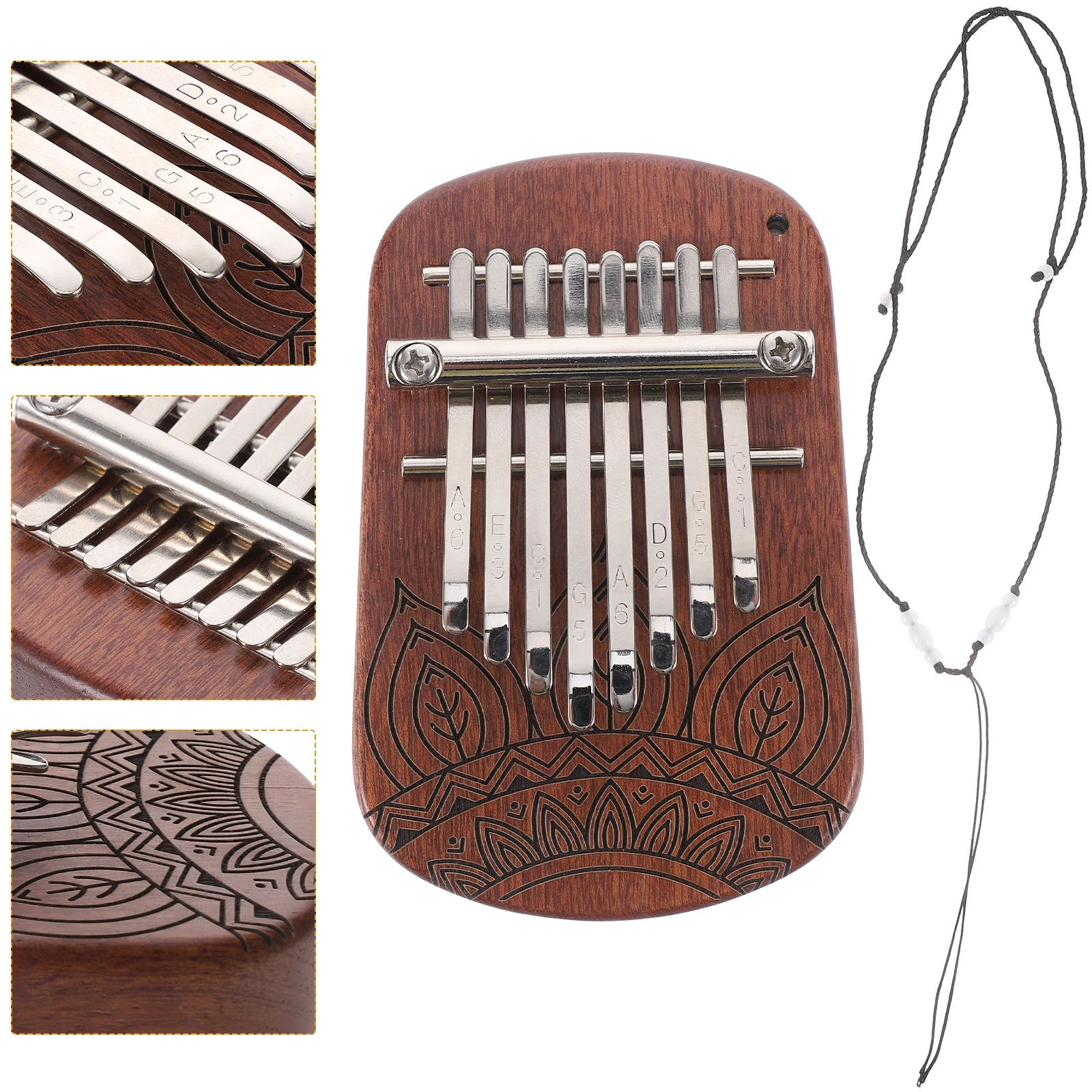 

Kalimba Thumb Piano 8 Keys Mini Patterned Portable Musical Instrument for Beginners Kids Adults Relaxation Recording