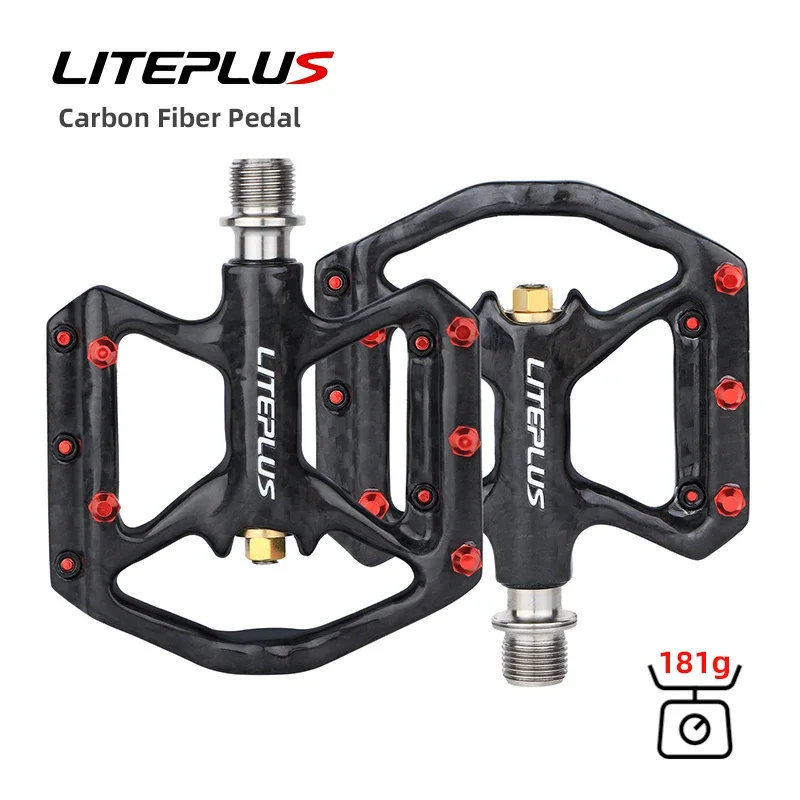 Liteplus Ultralight Pedals for Bicycle Carbon Fiber Cycle Pedal Titanium Sealed Bearings Pedals for Folding,Road,mountain Bikes