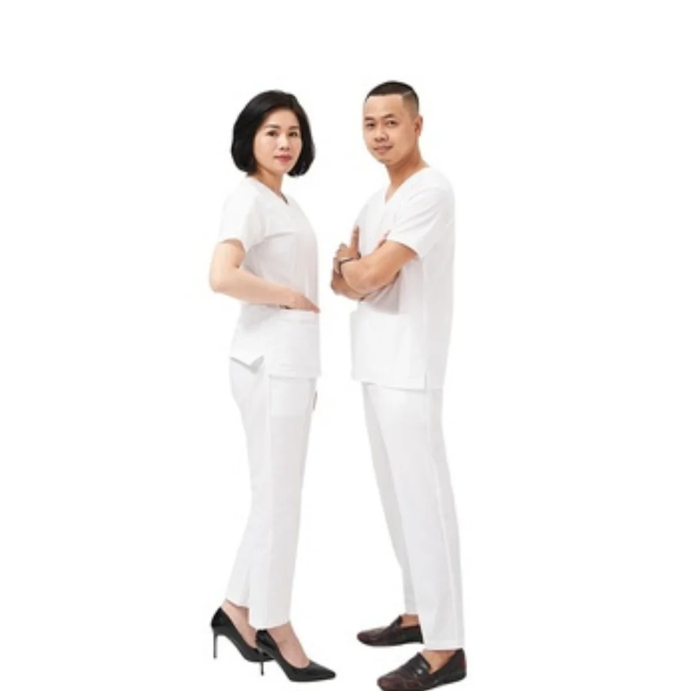 

Scrub Uniform Tops Set Healthcare Outfits Women Working V-neck Trouser Suit Fashion Women's Beauty Salon Medical Clinic Workwear