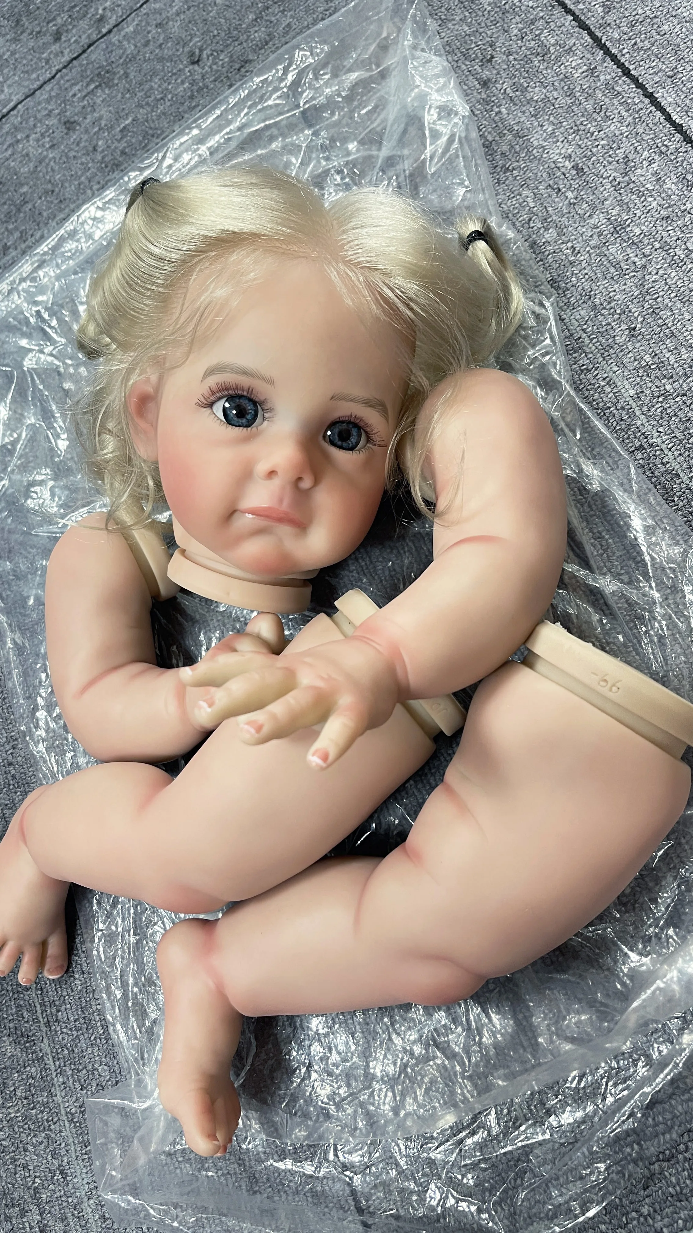 21Inch Maggi Reborn Doll Kit Unassembled Already Painted Doll Parts with Rooted Hair with Visible Veins with body and eyes