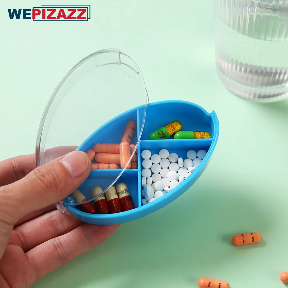 

Daily Pill Organizer 4 Compartments, Mini Pill Container Compact Travel Medicine Organizer for Vitamin, Cod Liver Oil,Supplement