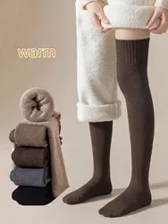 5 Pairs Thickened Winter Warm Over Knee Socks For Women, Fleece Lined Thick Long Tube Stockings, Terry-Loop Hosiery