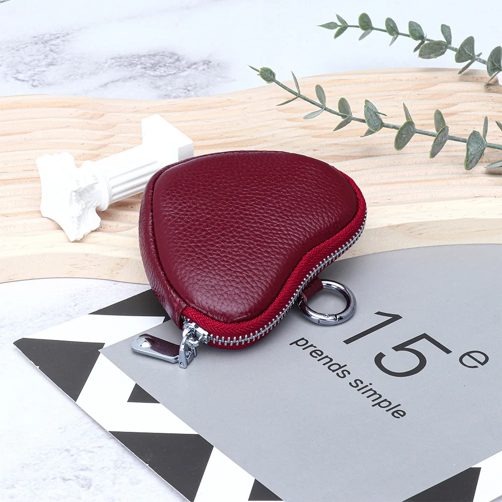 

2024 New Heart Coin Purse Genuine Leather Mini Women Wallets First Layer of Cowhide Purses Organizer For Coins Earphone Cards