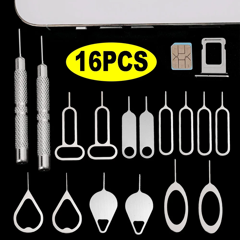 

Набор из 16 универсальных инструментов для извлечения SIM-карт: иглы-ключи из нержавеющей стали для большинства мобильных телефонов и смартфонов