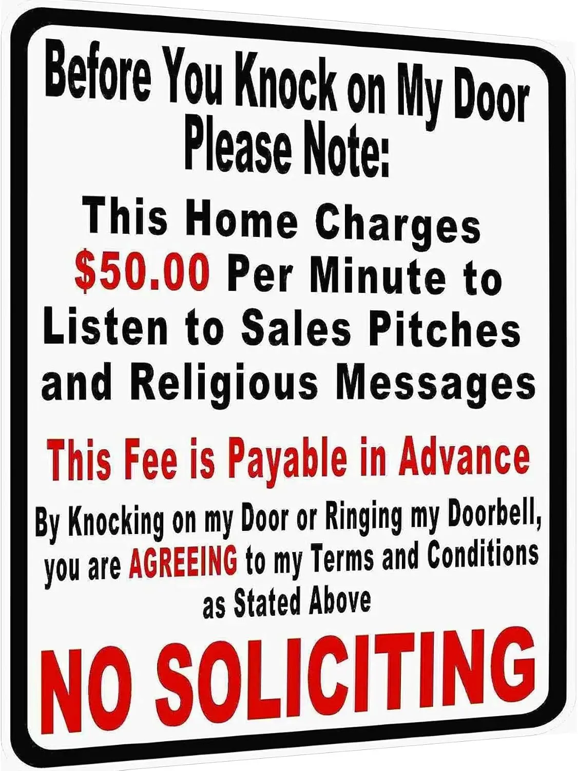 Vintage Metal Tin Sign Funny Sarcastic Party Wall Art Decor Signs, Before You Knock On My Door Sign No Soliciting Metal Sign  --