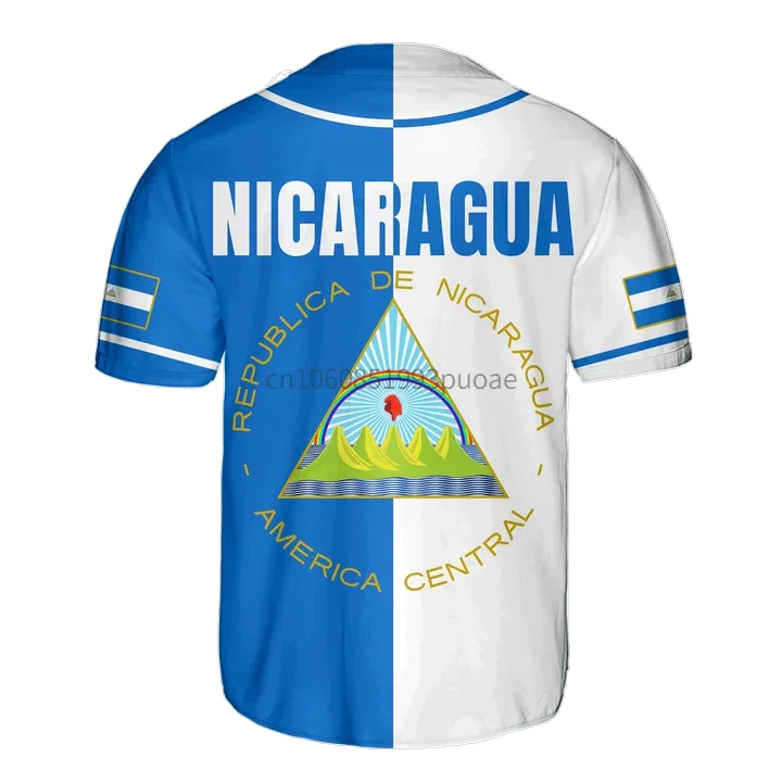 Nicaragua Half & Half Customize Your Name Baseball Jersey Shirt Baseball Shirt 3D Printed Men's Shirt Casual Shirts hip hop Tops