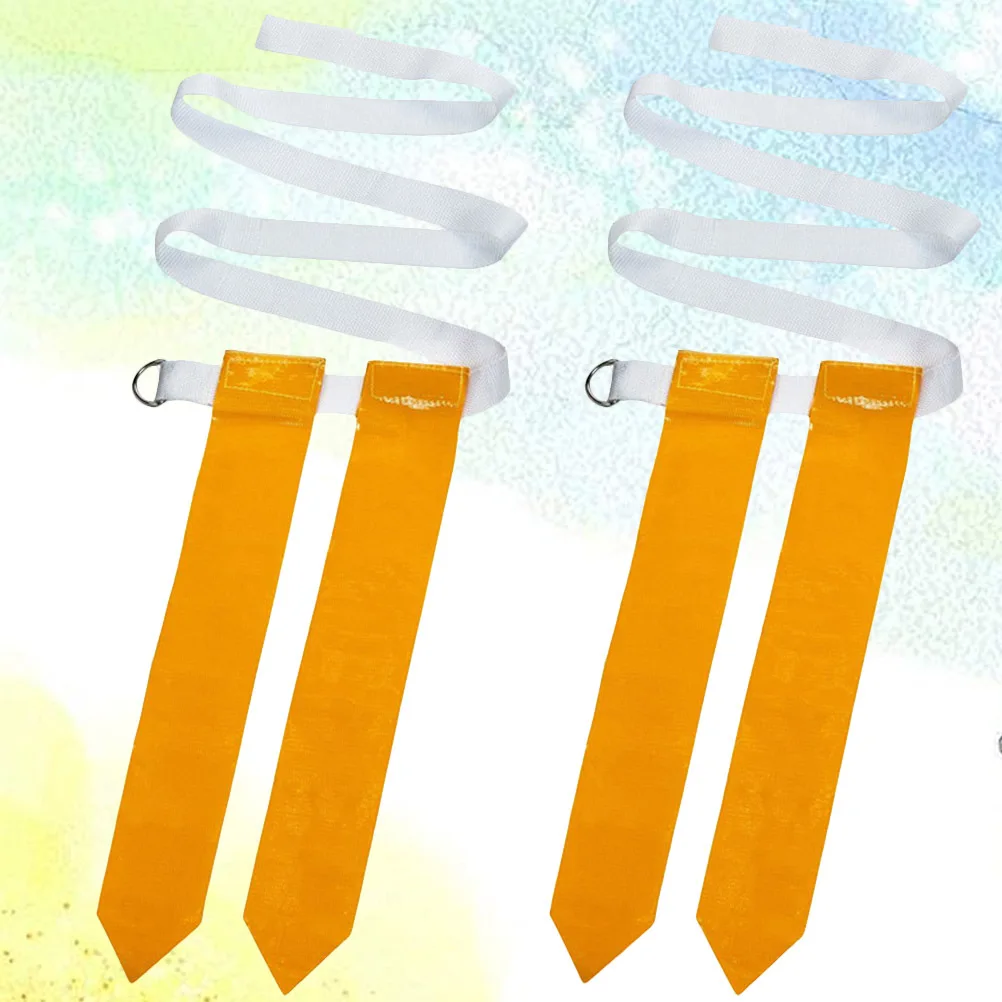 2 Buah Sabuk Bendera Pinggang Sepak Bola Amerika Aksesori Pita Rugby Nilon Putih Kuning untuk Latihan dan Pertahanan Permainan