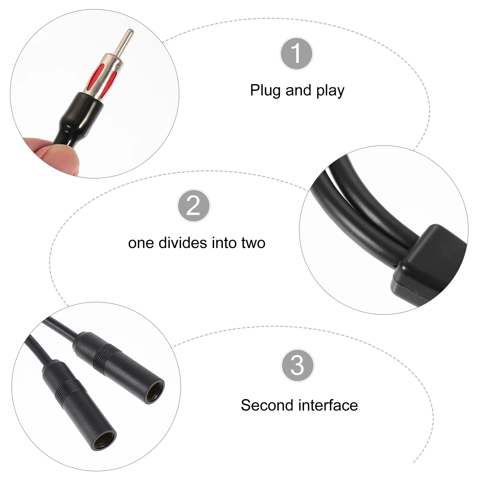 

1Pcs Auto Antenna Adapter Cable 1 Male to 2 Female Car Aerial Splitter Stable Signal Transmission Replacement Cable Car