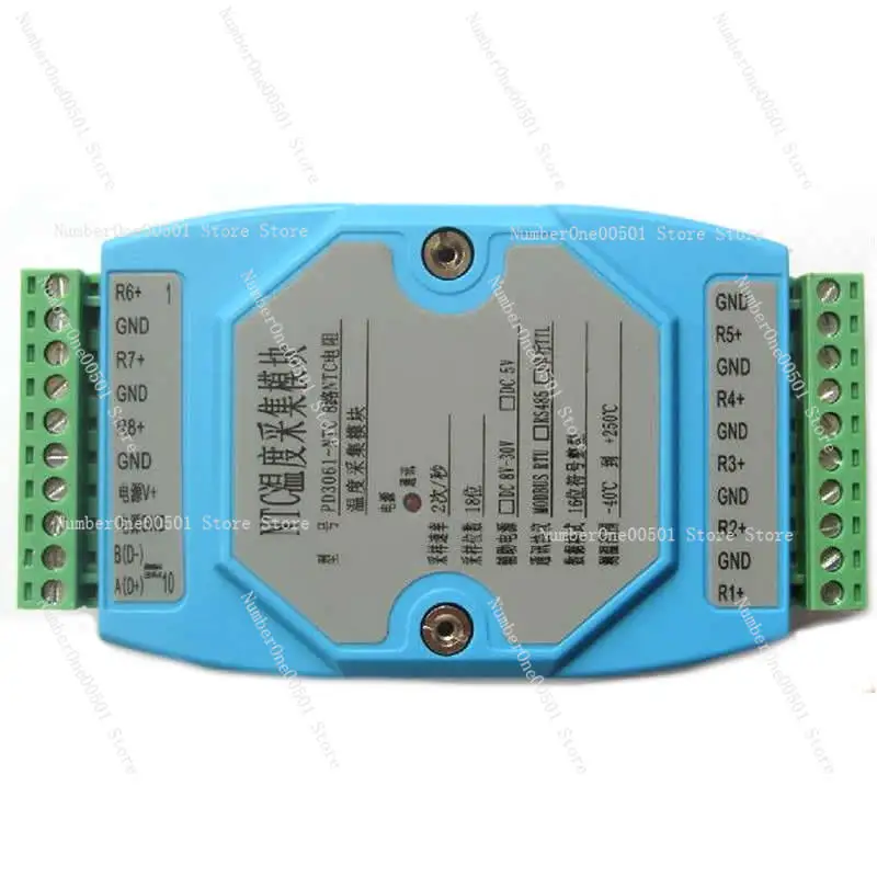 8 channel NTC thermistor temperature acquisition module MODBUS RTU protocol 485