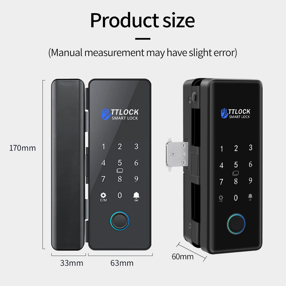 TTLOCK APP Unlock Control Smart Digital Sliding Glass Door Lock Electronic Biometric Fingerprint Lock Password RFID Card Lock+G2