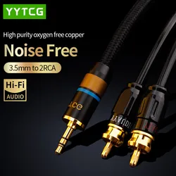 YYTCG HiFi Stereo 3.5mm to 2RCA Audio Cable 3.5 Jack to 2 RCA Male Adapter Splitter for Amplifiers Audio Home Theater Cable