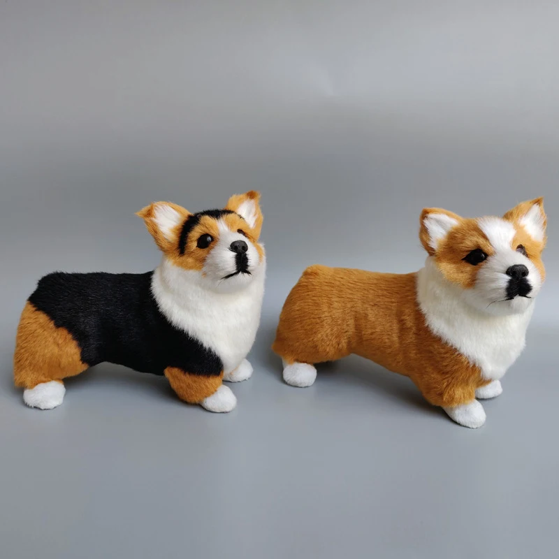 Cute Simulation Short-legged Corgi Dog Doll Animal Model Figurine Home Decor Ornaments Crafts Educational Figurines Toys Gift