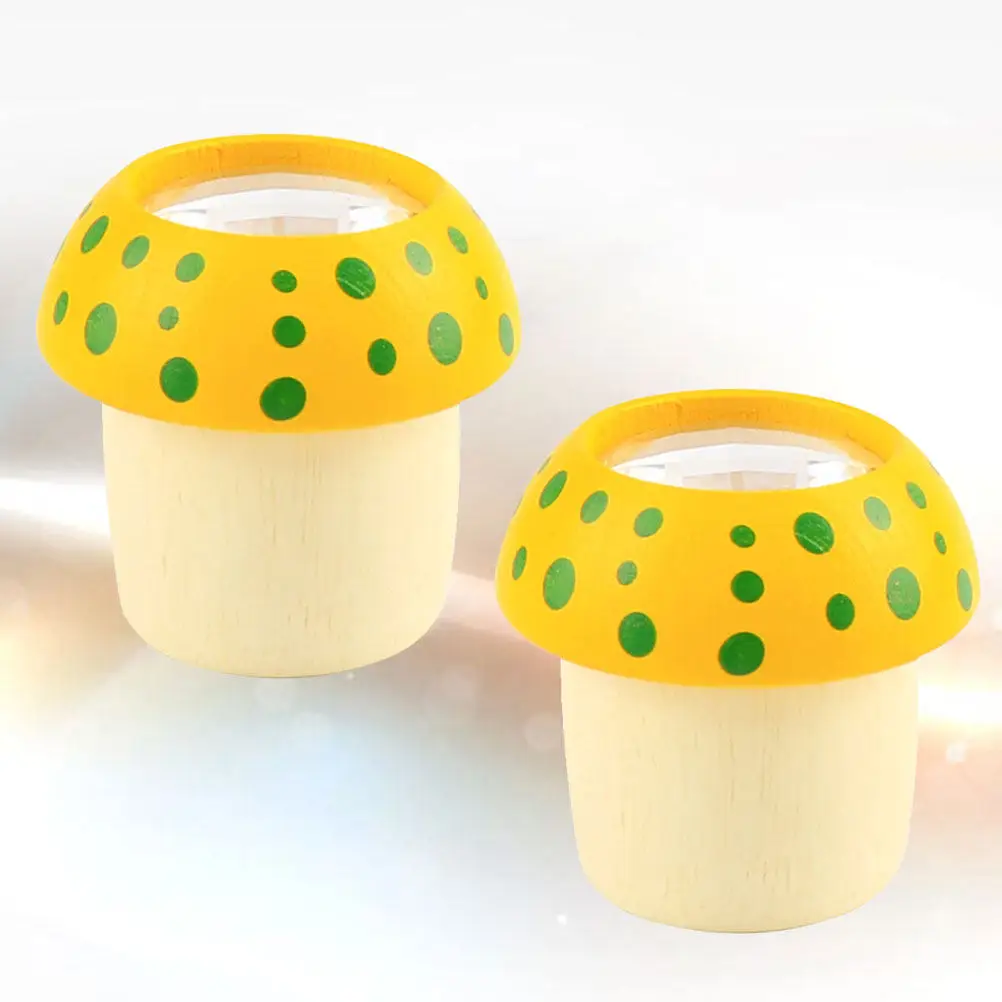 

2Pcs Wooden Mushroom Kaleidoscope Ever Changing Colors Printed Design Educational Activity Visual Stimulation Gift for Children