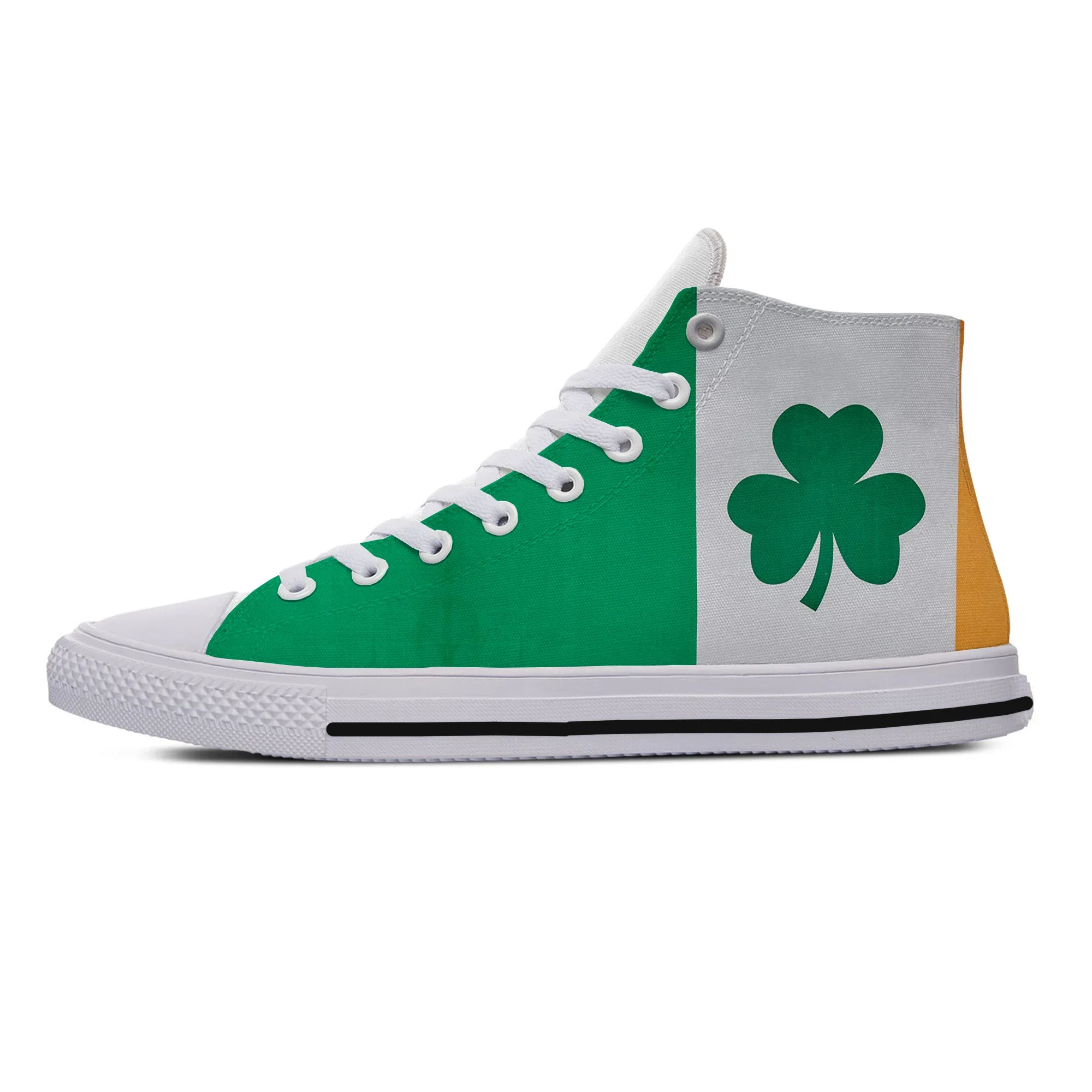 Cool Ierland Vlag Vier Klavertje Nieuw Aankomen Mode Hoge Canvas Schoenen Mannen Vrouwen Casual Schoenen Sneakers Klassieke Boardschoenen