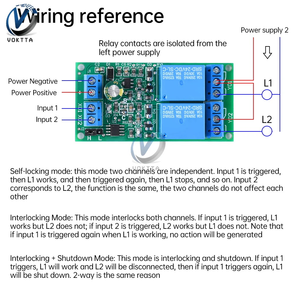 DC Relay Module Self-Locking Interlock Relay Module Switch Controller Protection Board High and Low Level Trigger 5V 12V 24V