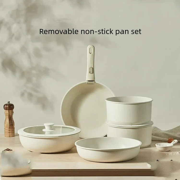 Destacável Household Wok Pan Set, Pedra médica, Antiaderente, Universal, Cozinha