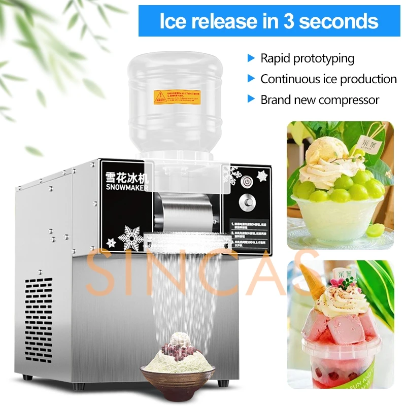 120KG/24H Ice Maker Snow Shaver Machine 750W Snowflake Ice Shaving Device Commercial Korea Bingsu Snowflake Machine Air Cooling