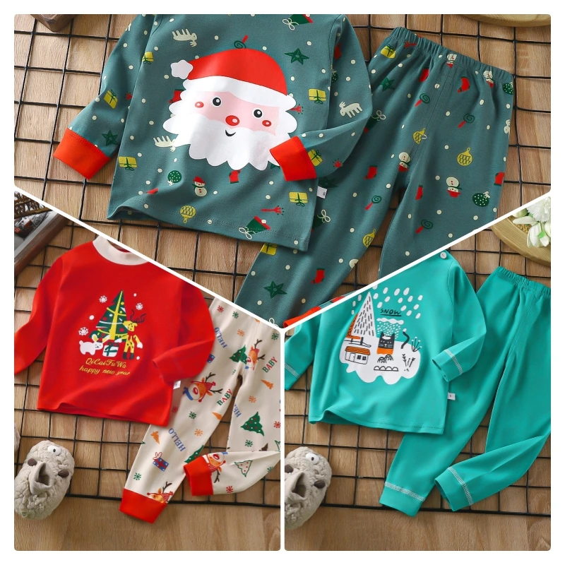 Christmas Pajamas for Kids 0-6 Years Boys Clothing Santa Claus Sleepwear Toddler Girls Xmas Nightwear New Year Party Gift DS39