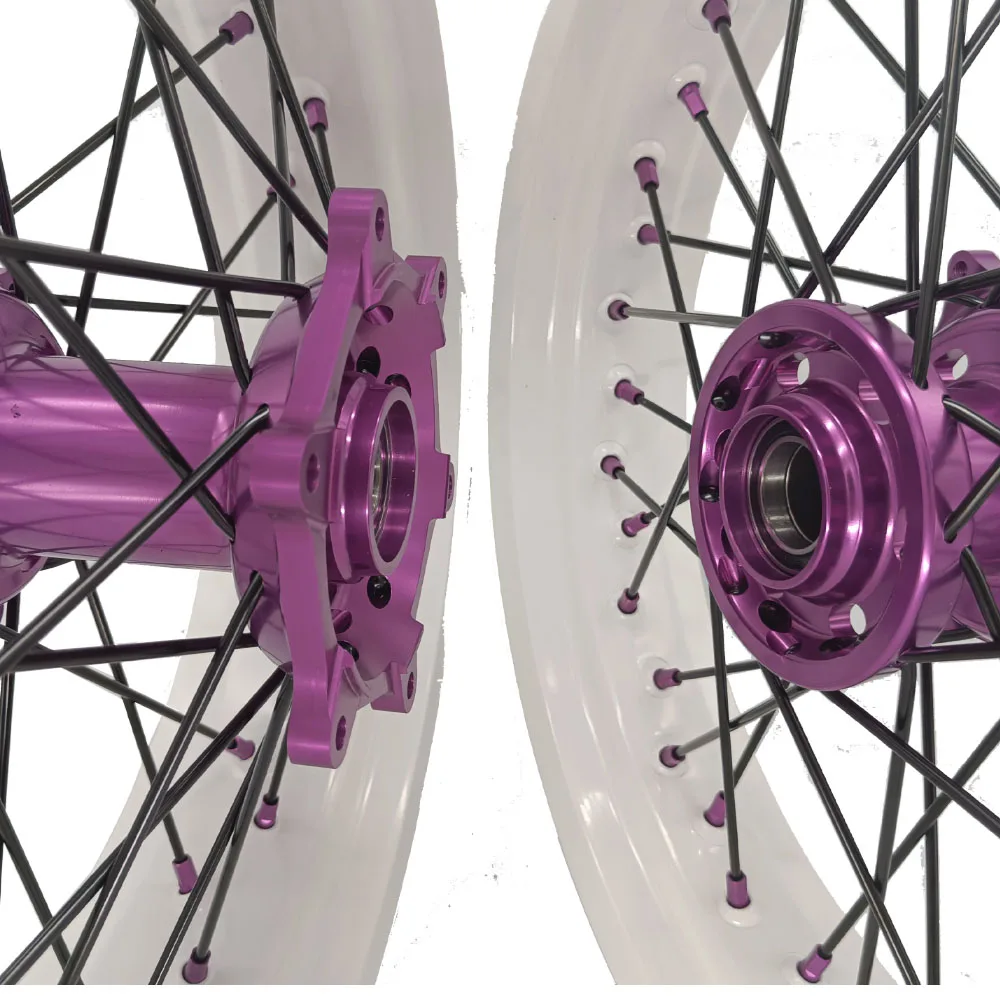 

super motorcycle wheel set SXF 250 450 Aluminum alloy 17 inch white rim orange wheel hub motorcycle 250CC 300CC 450CC