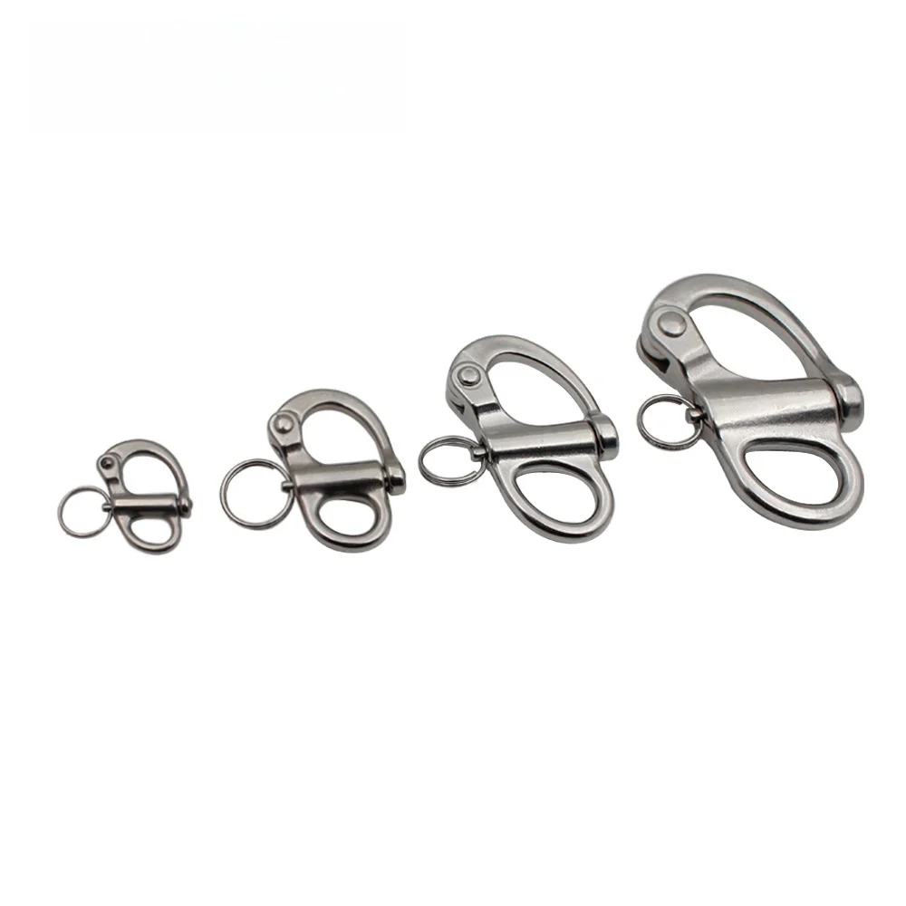 316Stainless Steel 50 Fixed Snap Anchor Shackle Rigging Silver Fixed Eye Bail with Eye Ring for Sailboat image 4