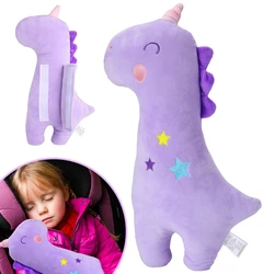 Funda para niños con almohada para cinturón de seguridad de unicornio, lindas hombreras para vehículos, cojín para cinturón de seguridad de coche para niños, almohadas con correa para viajes de animales