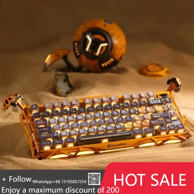 GravaStar K1 Pro 75% Teclado mecânico sem fio para jogos com interruptores lineares com retroiluminação RGB e moldura