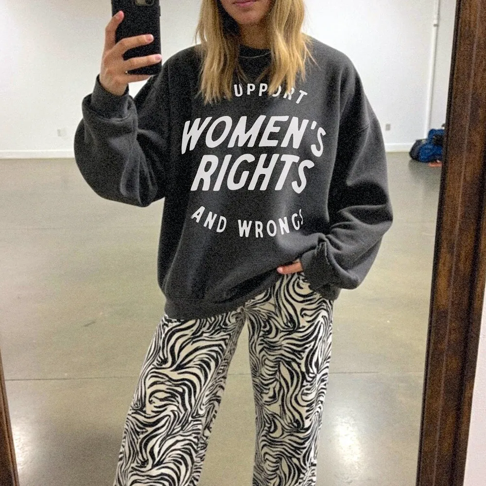 

I Support Women's Rights Letters Printing Female Oversized Cotton Sweatshirts Autumn Long Sleeve Crewneck Girl Power Jumpers