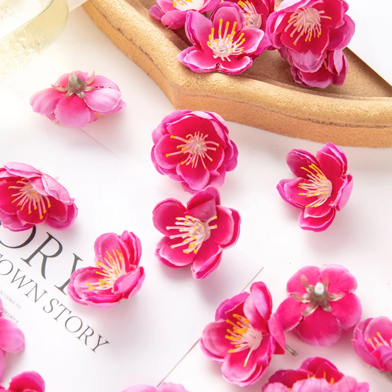 100 Stück 3CM Künstliche Blumen für Scrapbooking, Kirschblüten, DIY-Geschenke, Süßigkeitenbox, Hochzeit, Garten, Rosenbogen, Heimdekoration, Valentinstagskranz – Detail 1