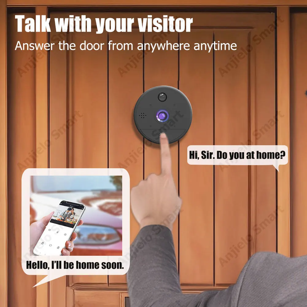 Smart Tuya 1080P WiFi Doorbell Video Peephole Door Camera Wifi 6000mAh 4.3-inch PIR FHD Infrared Digital Viewer