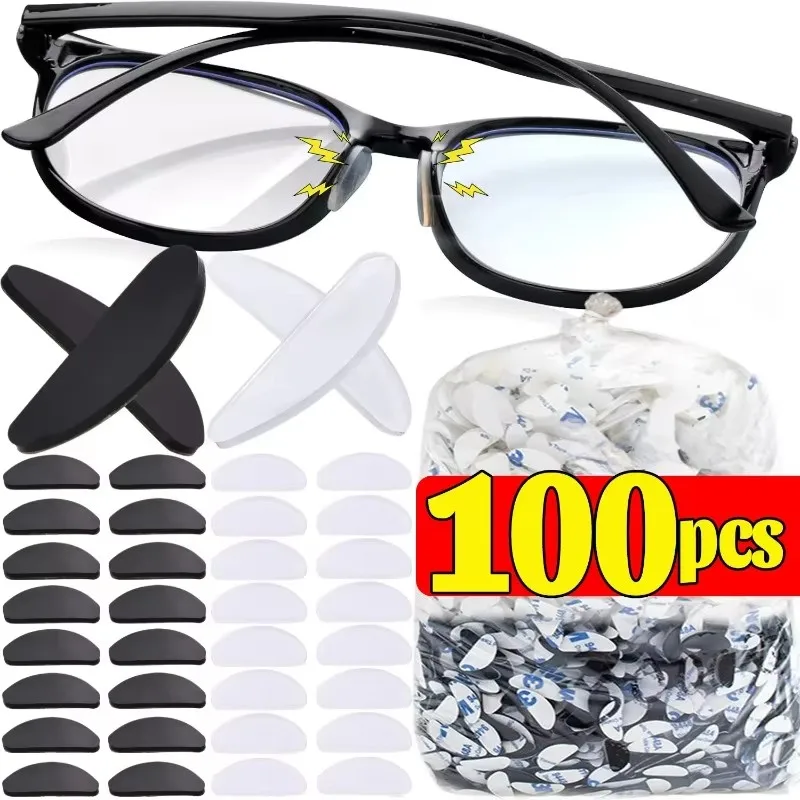 10-100Pcs Silicone Non-Slip Nose Pads D-Shaped Glasses Nose Support Long Lasting Eyeglasses Nasal Holder Eyewear Accessories