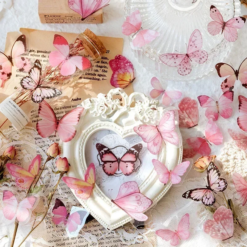 40 szt. Wodoodporne naklejki motyle dla zwierząt Retro DIY Scrapbooking materiał naklejki Kawaii artykuły szkolne