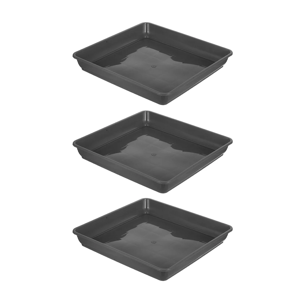 

3pcs Square Flower Pot Tray Heavy Duty Plastic Plant Saucer For Indoor Outdoor Thickened Drainage Weather Resistant Succulent