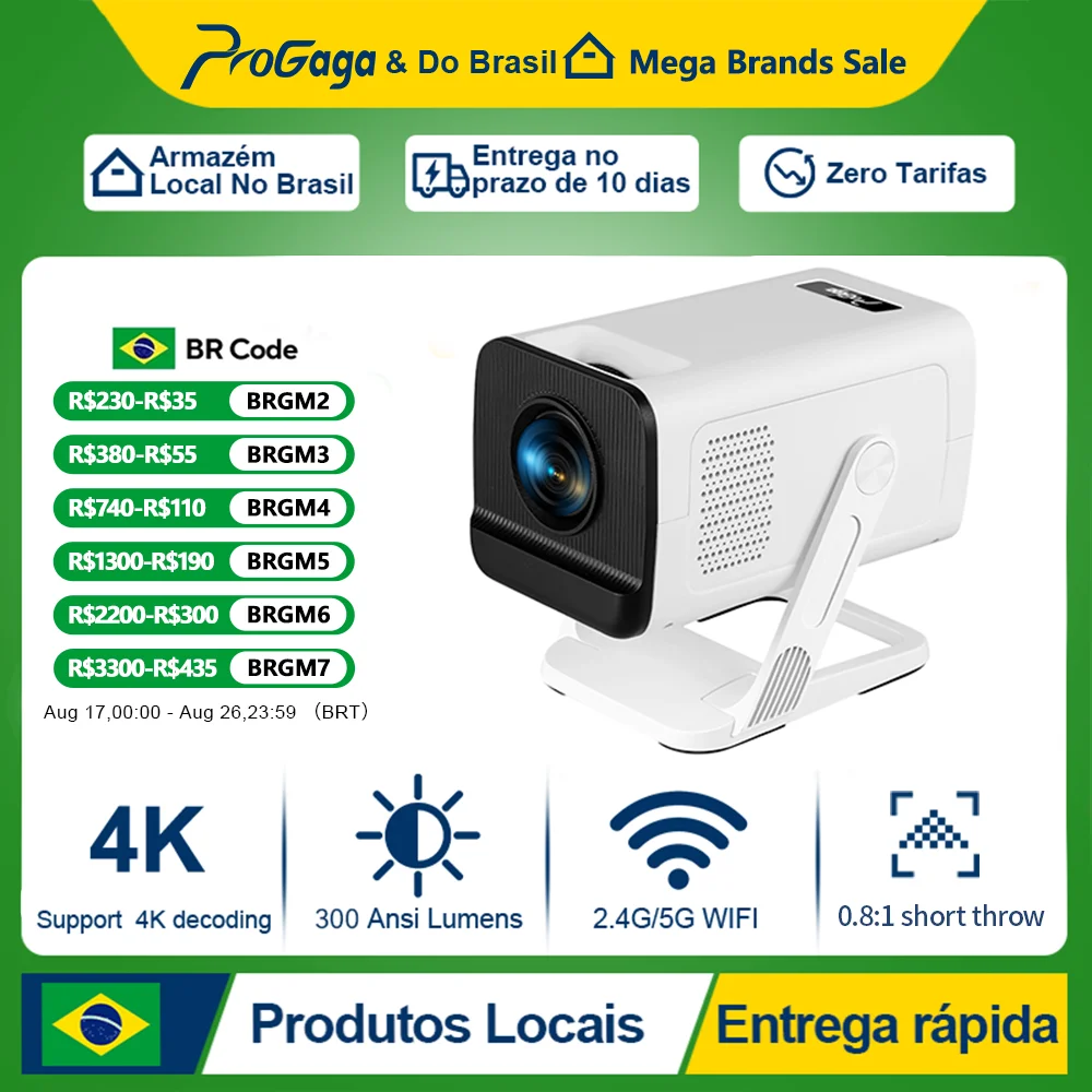 PROGAGA PG310 Projetor Android Inteligente 4k 720P 300Ansi Allwinner H713 Projetor PG310 Home Theater Vídeo Mini Projetor Portátil