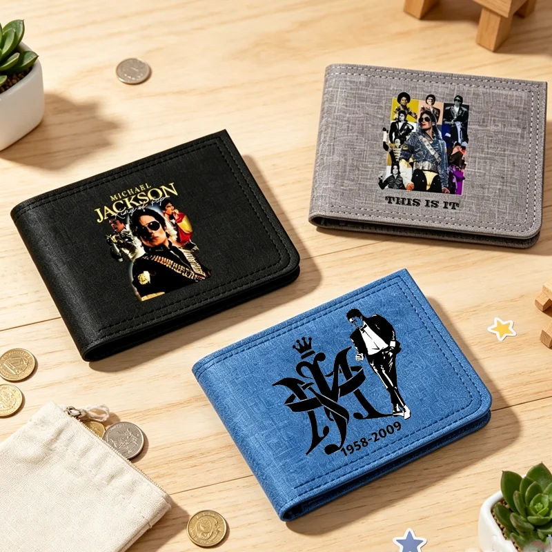 2026 Michael Jackson Patterned Wallet Women Men Portable Mini Purse Girls Outdoor Fashion Hip Hop Wallets Birthday Party Gifts