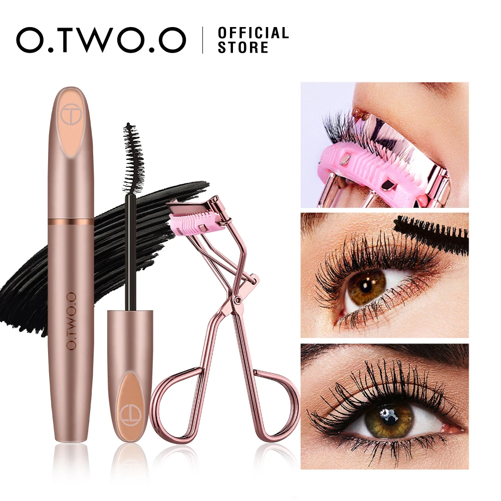 O.TWO.O Mascara 4d Lengthening Silk Fiber Lashes Extra Volume Waterproof No Flaking Natural Mascara Set Professional Makeup