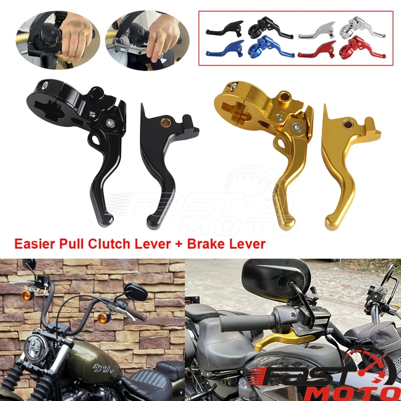 For Harley Softail M8 Breakout FXBR FXBRS FXSB Street Bob 114 FXBBS FXBB Standard FXST 3 Finger Gold Brake Clutch Lever 2015-24