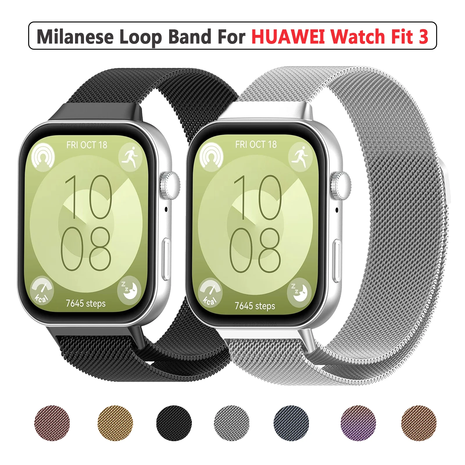 Correa Milanesa para Huawei Watch Fit 3, pulsera magnética de Metal de acero inoxidable para Huawei Fit 3, accesorios de pulsera para reloj inteligente