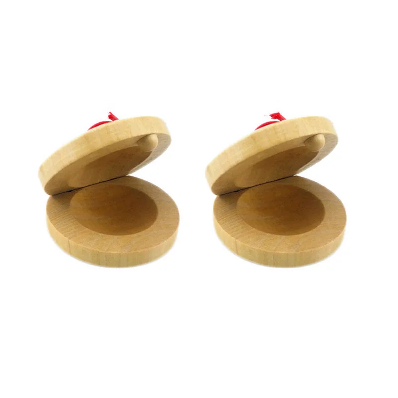 Wooden Percussion Instrument Finger Castanets Wood Castanets Musical Instrument For Percussion Toy