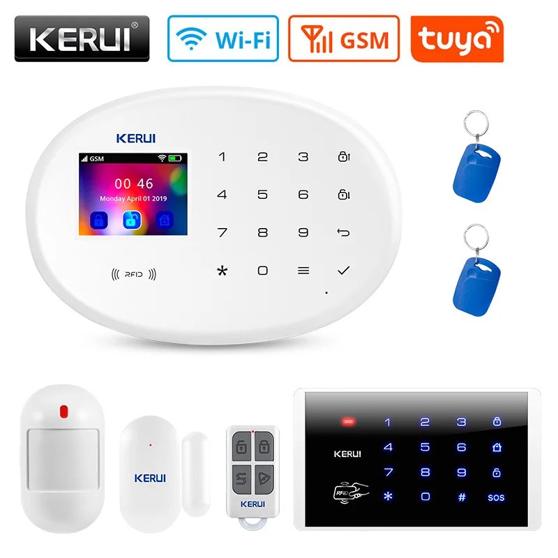 

KERUI W202 WIFI GSM Alarm System keyboard Tuya Smart Home Security Alarm Kit Remote Control with Door Sensor Motion Detector