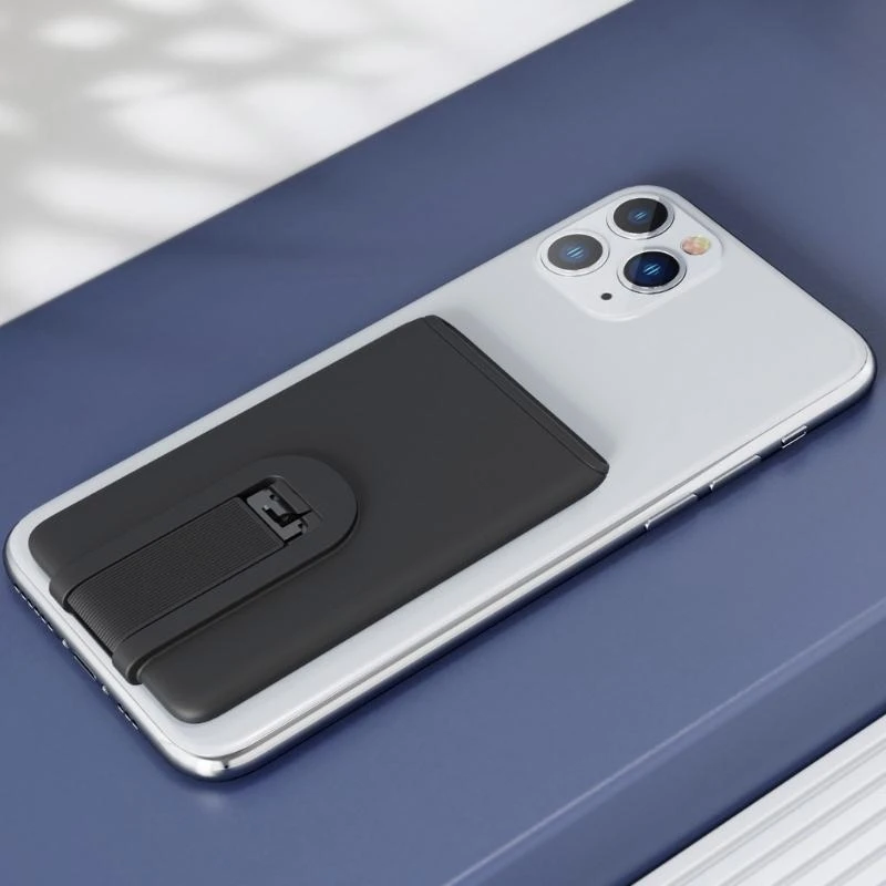 ผู้ถือโทรศัพท์กระเป๋ากระเป๋าเคสการ์ดที่ถือซิลิโคนด้านหลังกาวกาวพร้อมกับ Stand Best Sale