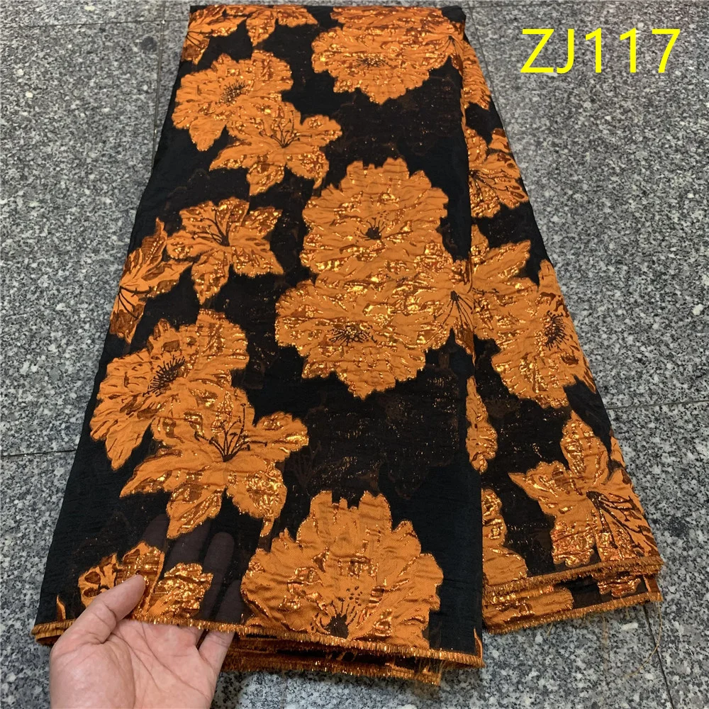 

2026 African Nigerian Tulle Lace Fabric Organza Embroidery High Quality Brocade Jacquard 5Yard for Party Gown Dress ZJ117