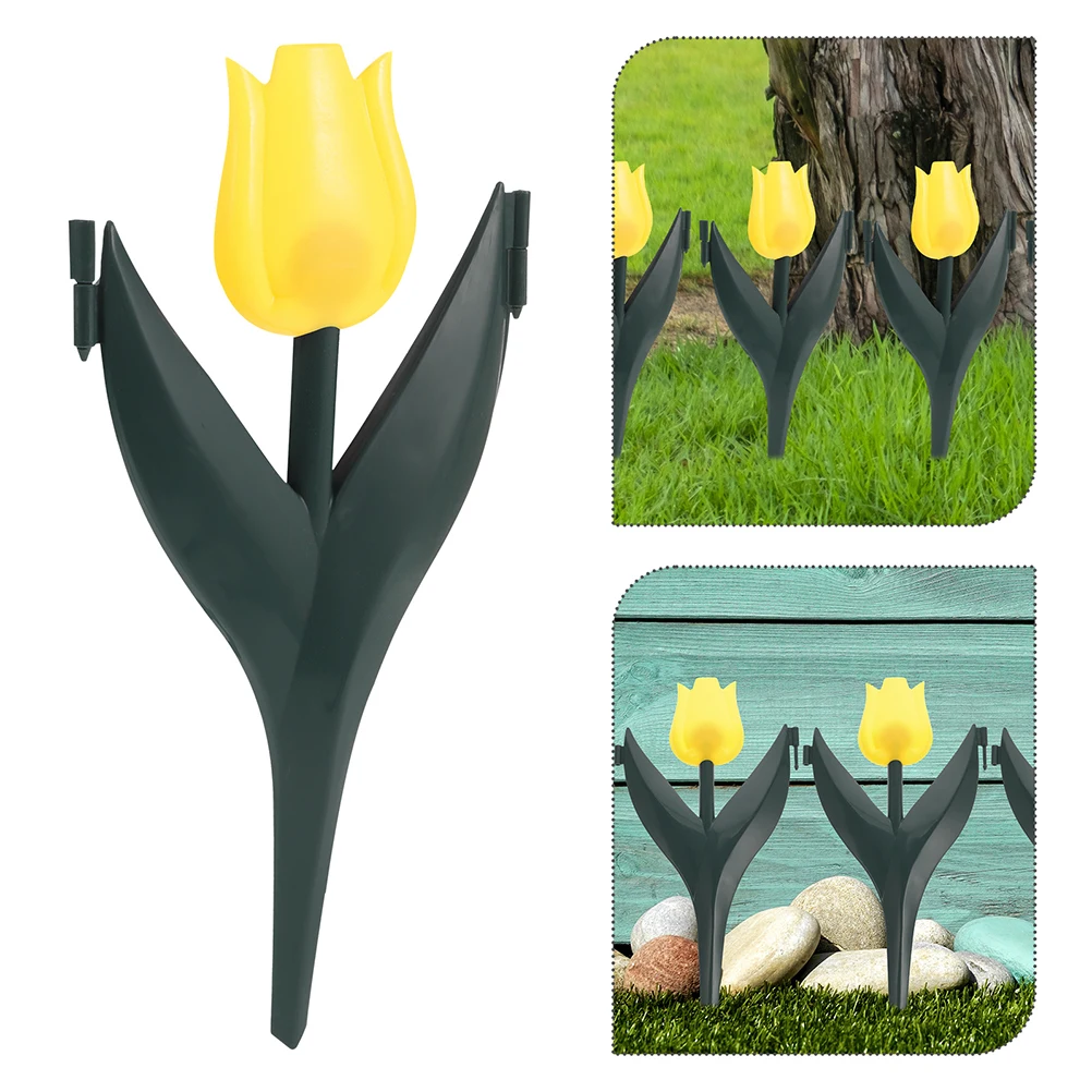 

10pcs Simulated Tulip Flowers Realistic Garden Border Fencing Stakes Durable Plastic Edging Landscaping Picket Fence Decorative
