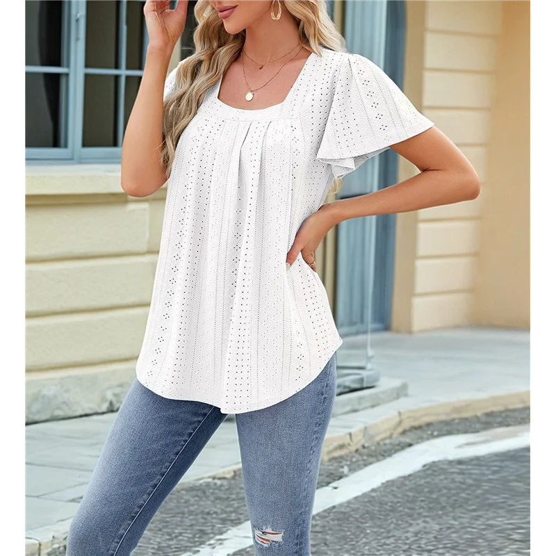 Women's Tunic Tops Loose Fit Short Sleeve Shirts Crew Neck Summer Casual Tops